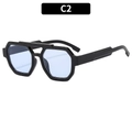 Lunettes aviateur double pont avec monture noire et verres bleu clair translucides - Monture Noire Verres Bleus