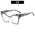 Fashionable leopard print cat-eye glasses frame with clear lenses and polished finish - Tortoise (C4)