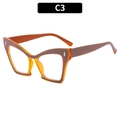 Brown and transparent orange cat-eye blue light blocking glasses frames in C3 style - Khaki (C3)