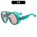 Lunettes de soleil oversize avec monture bleu sarcelle et verres roses, style C4 - C4-Monture Verte Verres Rouges