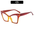Cat eye blue light glasses frame in burgundy and translucent amber tortoise finish - Red + Yellow (C5)