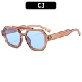 Brown transparent aviator sunglasses with double bridge and light blue lenses C3 - Tea Frame Blue Lens