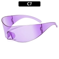 Y2K futuristic rimless oversized sunglasses with purple translucent lenses, color C7 - Purple