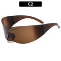 Y2K rimless futuristic wrap-around sunglasses in C2 brown translucent finish - Dark Tea