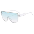 Lunettes de soleil bouclier oversize avec verres dégradés bleu clair et monture claire - Monture Transparente Verres Vert Dégradé