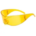 Y2K rimless wrap around futuristic shield sunglasses in translucent yellow finish - Yellow