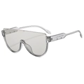 Lunettes de soleil oversize shield avec monture grise transparente et verres gris W88085 - Monture Grise Translucide Verres Gris Clair