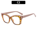 Monture de lunettes œil-de-chat carrée en TR90 avec motif écaille et rose poudré élégant - Monture Demi Léopard avec Branches Khaki (C2)