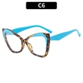 Cat-eye TR90 blue light blocking glasses with blue and leopard tortoiseshell frame - Demi with Blue Temples (C6)