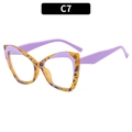 Cat eye glasses in purple and leopard print with TR90 blue light blocking frames - Demi with Purple Temples (C7)