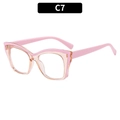 Monture de lunettes œil-de-chat carrée TR90 rose translucide avec branches roses - Monture Champagne avec Branches Roses (C7)