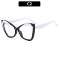Fashionable cat-eye TR90 blue light glasses in black and white contrast frame - Black Frame with White Temples (C2)