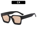 Occhiali da sole quadrati nero opaco con lenti ambra, variante unisex C4 - Montatura Nera Lente Champagne (C4)