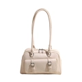 Minimalist cream white pillow tote bag with silver double buckle front pocket and zipper - Off-white