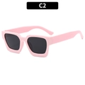 Occhiali da sole quadrati retrò con montatura rosa chiaro e lenti grigio scuro, C2 - Montatura Rosa Lente Grigia(C2)