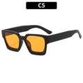 Square fashion sunglasses with black frames and bright orange transparent lenses - Black Frame Orange Lens