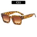 Retro square leopard print sunglasses with brown gradient lenses for a stylish look - Leopard Frame Gradient Tea Lens