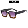 Square sunglasses with black and leopard frame and purple gradient lenses - Black Demi Frame Gradient Grey Lens