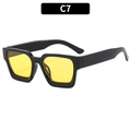 Retro square oversized sunglasses with glossy black frame and bright yellow lenses - Black Frame Light Yellow Lens