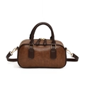 Mini bolso bowling vintage marrón con asas café y herrajes dorados - Marrón