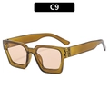 Fashionable square sunglasses with translucent brown frames and light tea lenses - Olive Green Frame Champagne Lens