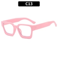 Pink chunky square frame sunglasses with transparent lenses and trendy thick temple design - Pink Frame Clear Lens