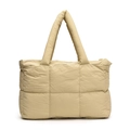 Schicke gesteppte Puffer-Tasche in Beige aus wasserfestem Nylon mit gepolsterten Trägern - Khaki