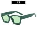 Stylish square dark green sunglasses frame with light green translucent lenses C8 - Green Frame / Green Lens
