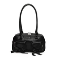 Schwarze Bowlingtasche mit Schleifen, Doppel-Reißverschlusstaschen und langen Trägern - Schwarz