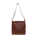Sac cabas vintage en cuir marron avec texture vieillie et longue bandoulière - Marron
