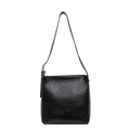 Sac fourre-tout noir minimaliste avec texture vintage et boucle métallique - Noir