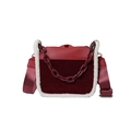 Borsa a tracolla retrò rossa con bordo in finta pelle di agnello e tracolla in tessuto - Rosso