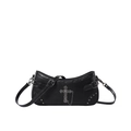 Borsa a tracolla gotica in PU nero con pendente a croce e borchie metalliche argento - Stile Ciondolo a Croce (Nero Stile 1)