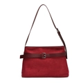 Borsa a tracolla minimalista in pelle scamosciata rosso intenso con fibbia in metallo - Rosso