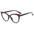 Chic cat-eye anti-blue light glasses with TR90 black and red frame for women - Black and Red