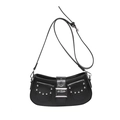 Schwarze Vintage-Punk-Achseltasche aus PU-Leder mit Nieten und Metallschnalle im Y2K-Stil - Schwarz