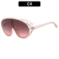 Lunettes de soleil oversize avec monture rose clair translucide et verres dégradés - Monture Rose Transparente Verre Dégradé Thé Rose (C4)