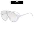 Lunettes de soleil bouclier oversize monobloc avec une monture en plastique blanc - Monture Blanche Miroir Argent Dégradé (C3)