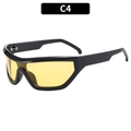Lunettes de soleil Y2K sportives à monture noire et verres jaunes transparents C4 - Monture Noire Verre Jaune (C4)