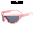 Occhiali da sole sportivi Y2K rosa con lenti grigie a maschera in stile avvolgente alla moda - Rosa Gelatina Lenti Grigie (C2)