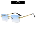 Lunettes de soleil carrées sans monture avec branches serpent dorées et verres bleus - Bleu Dégradé