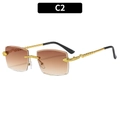 Lunettes de soleil sans monture dégradé marron avec branches dorées en forme de serpent - Dégradé Marron