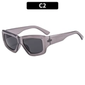 Square oversized sunglasses with transparent grey-purple frames and dark grey lenses - Translucent Grey Frame Grey Lens