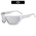 Lunettes de soleil de sport Y2K avec monture argentée pailletée et verres gris - Monture Argentée Verres Miroir (C5)
