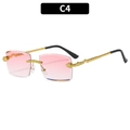 Lunettes de soleil carrées sans monture avec verres dégradés roses et branches serpent or - Rose Dégradé