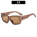 Modern square chunky sunglasses with transparent tea-colored frame and matching lenses - C4-Jelly Tea Brown Lens