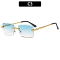 Lunettes de soleil carrées sans monture avec verres dégradés bleus et branches serpent - Vert Dégradé