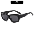 Retro square black sunglasses with wide frame and polished finish for outdoor sun protection - Black Frame Grey Lens
