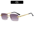 Retro rimless sunglasses with purple gradient lenses and luxury gold snake-shaped temples - Gradient Grey