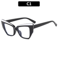 Cat eye glasses frames for women in black and white contrast design with anti-blue lenses - Black + White (C1)